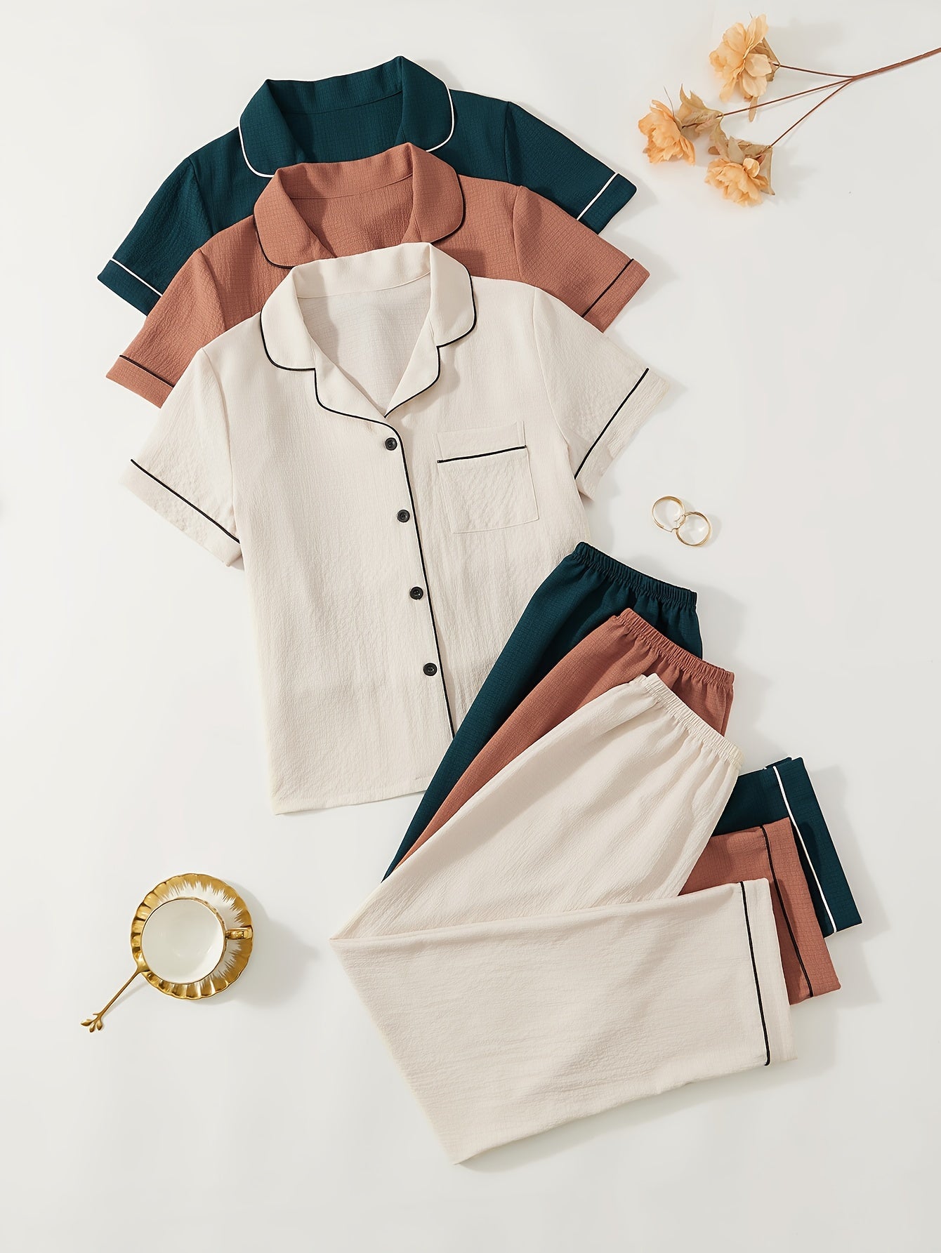 Women Heart Print Pajama Set Bundle