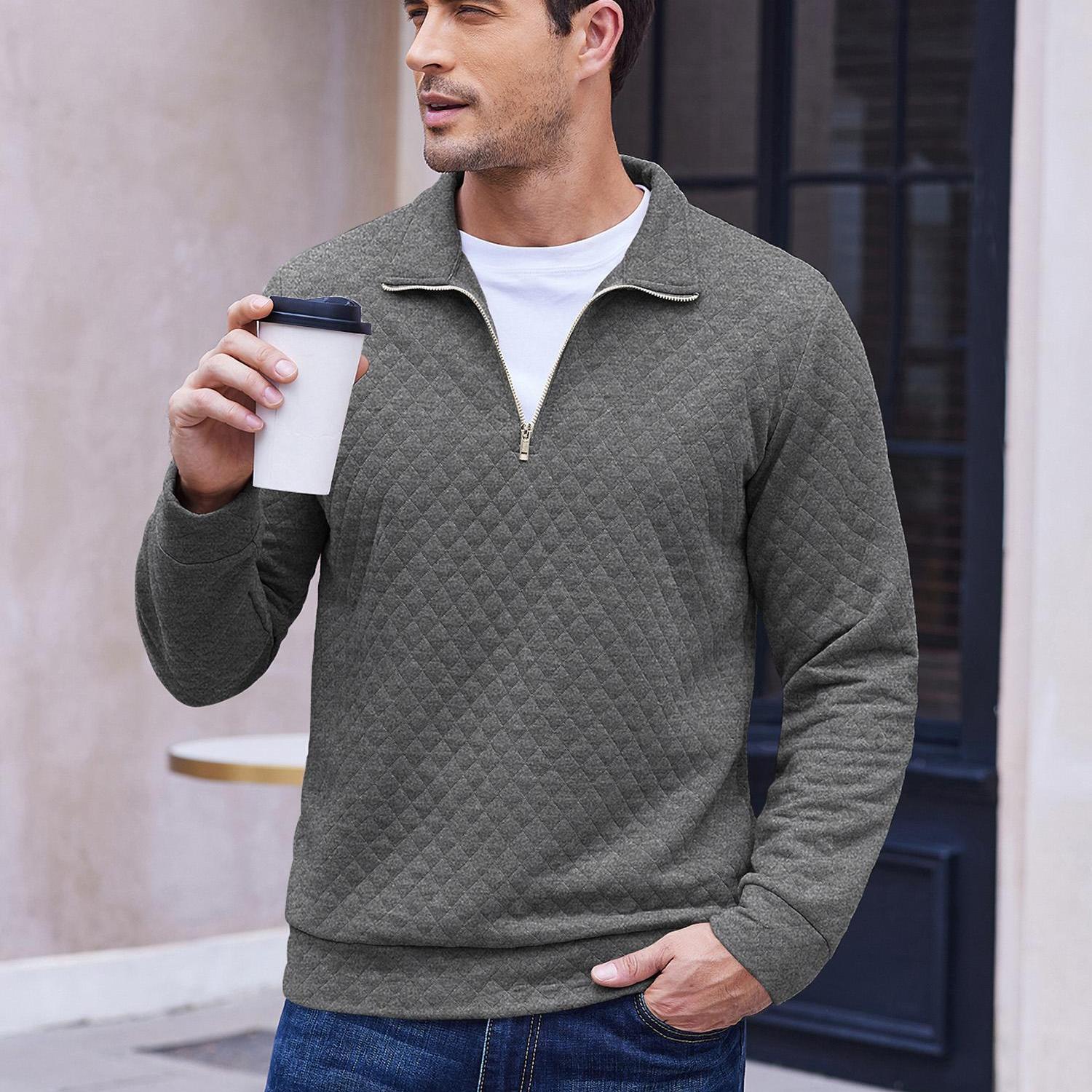 Zip Jacquard Knit Pullover