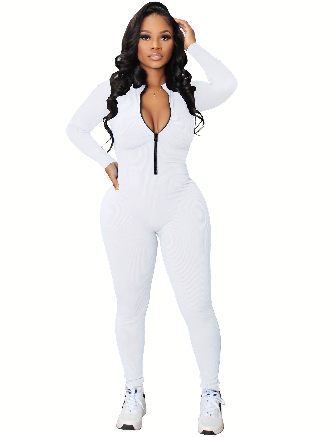 Women Zip-Front Slim Fit Jumpsuit