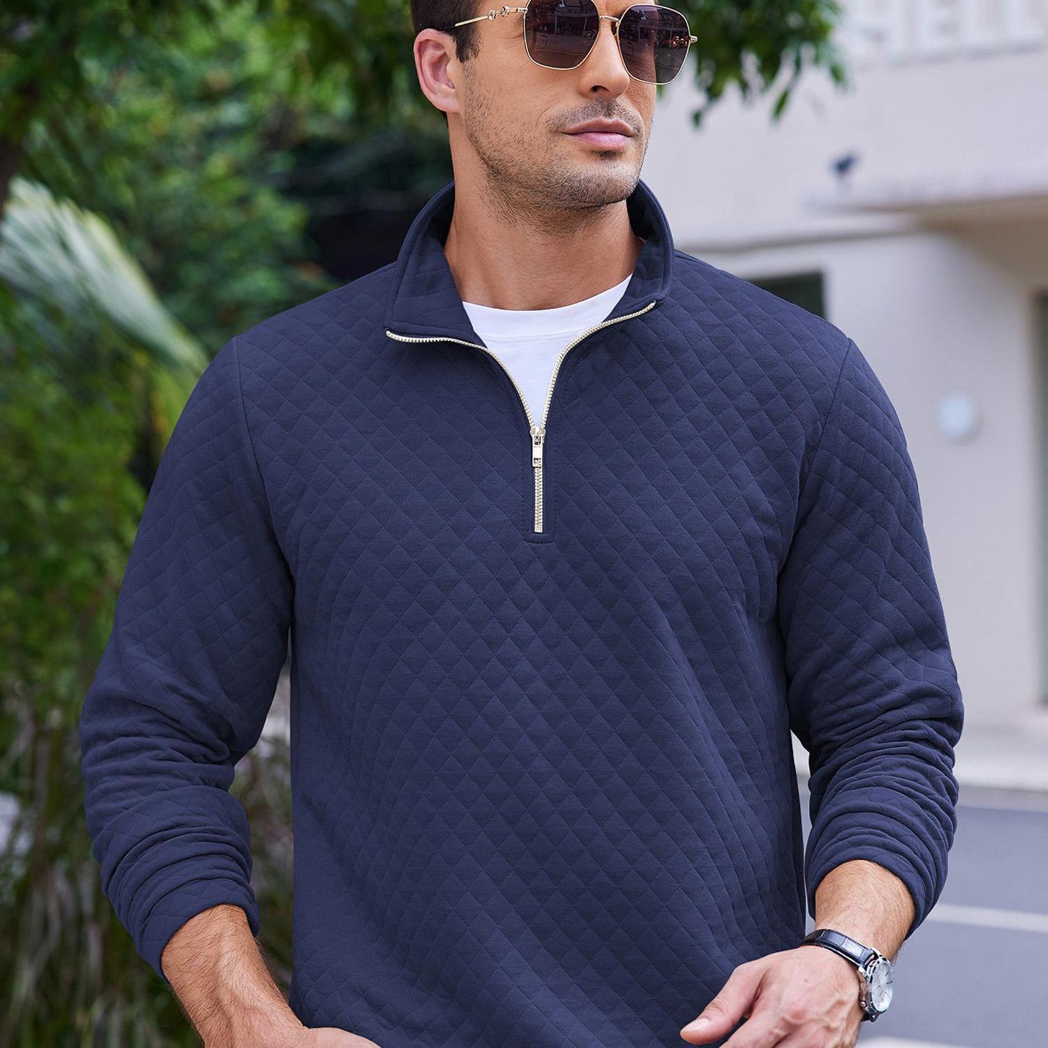 Zip Jacquard Knit Pullover