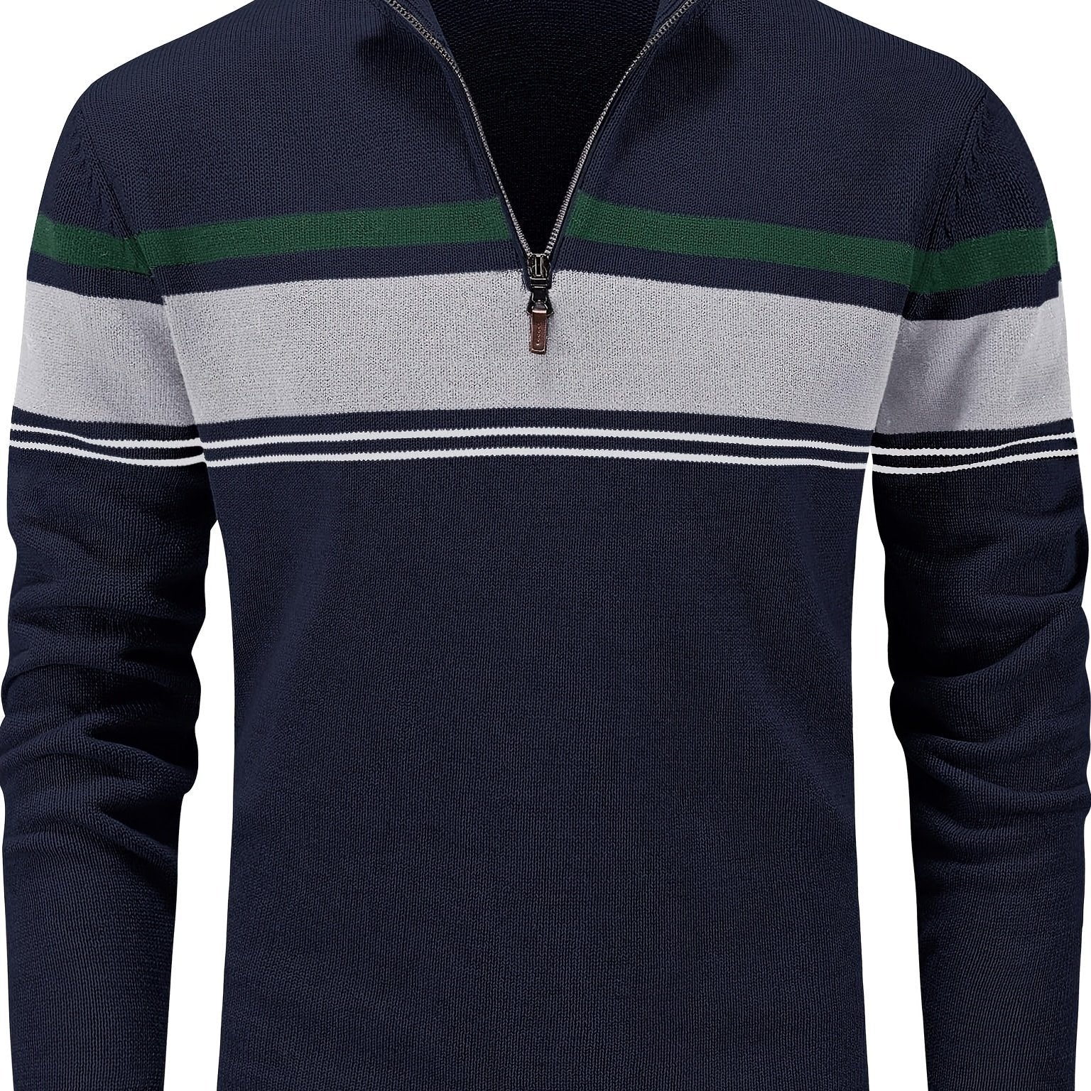 Stripe Zip Knit Pullover