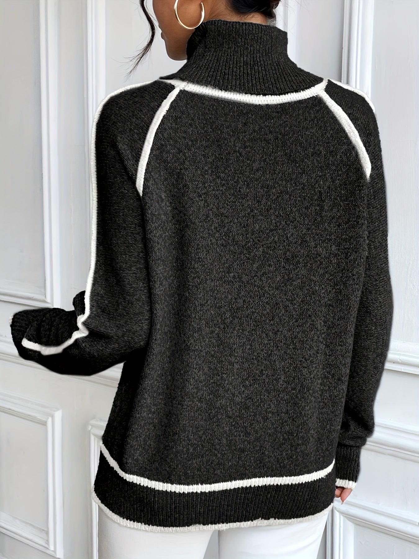 Color Block Ribbed Winter Pullover