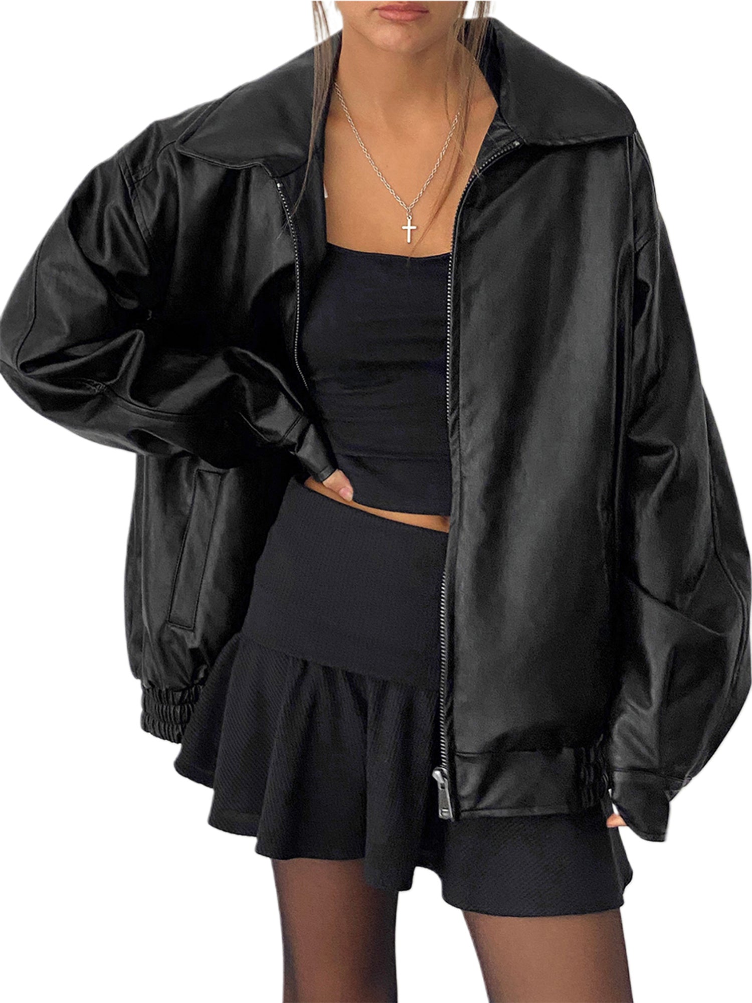 Women’s Classic Faux Leather Biker Jacket