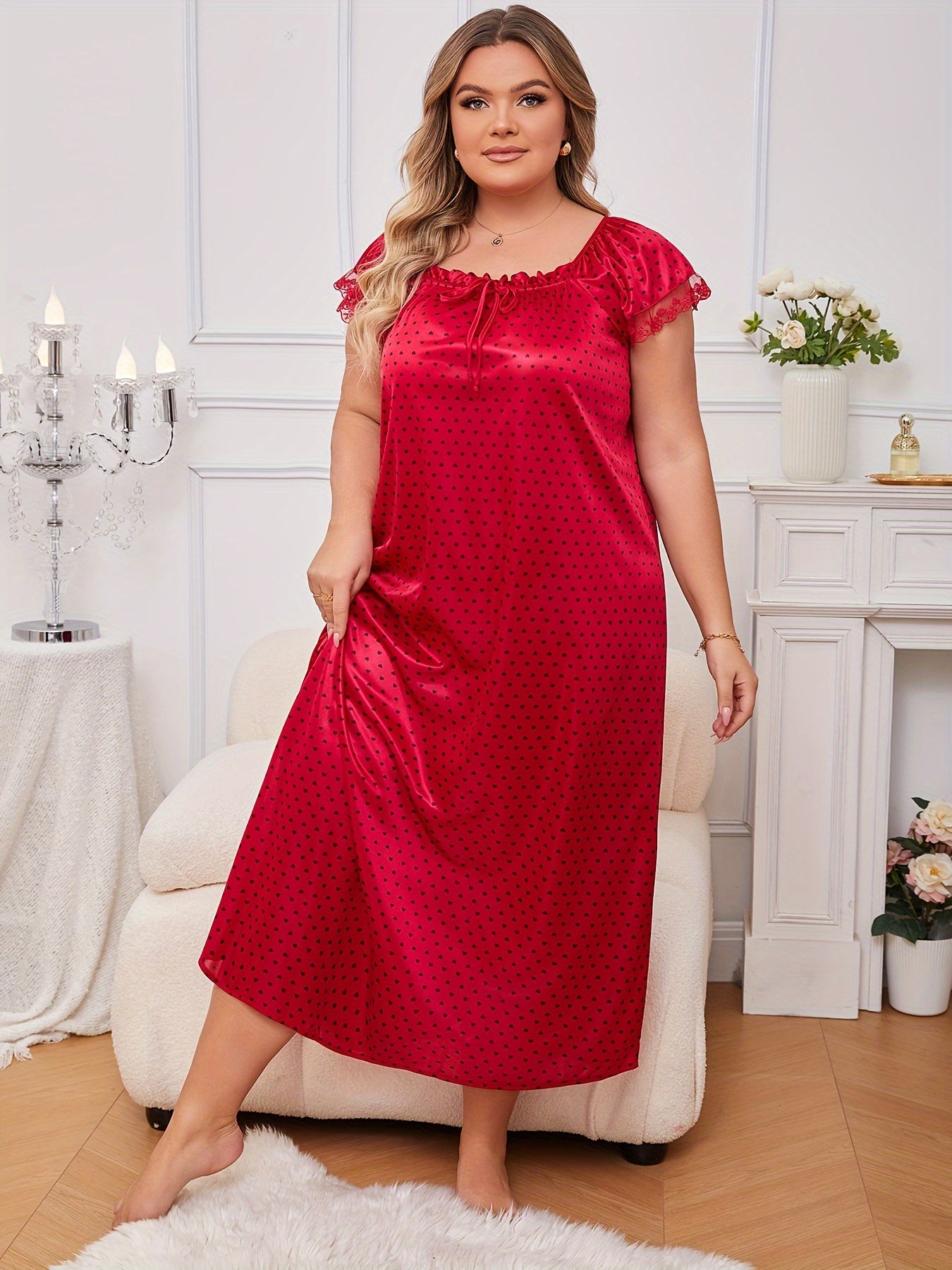 Plus Size Heart Print Night Dress