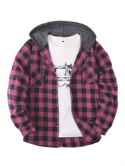 Hooded Plaid Shirt Jacket