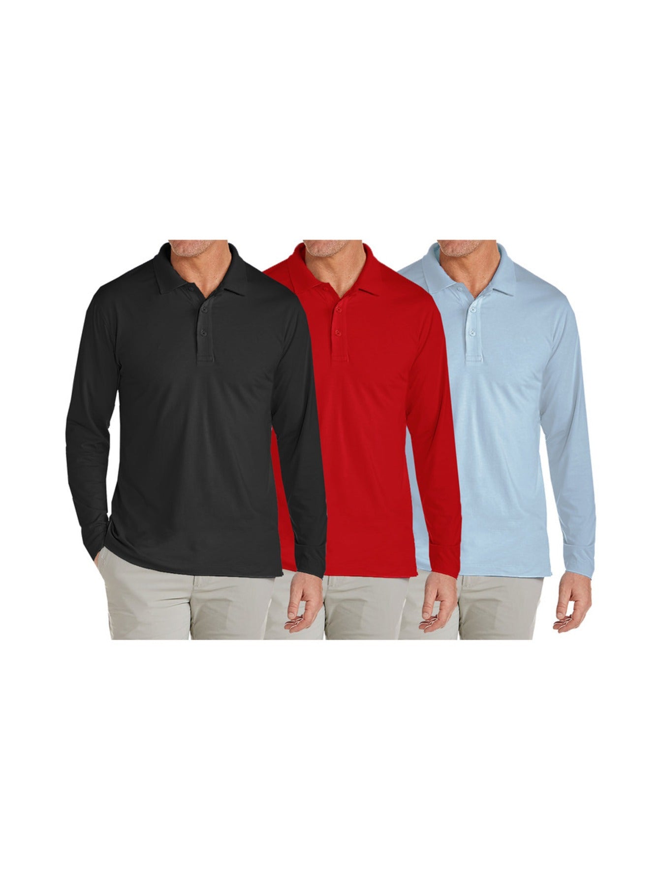Stretch Pique Long Sleeve Polos
