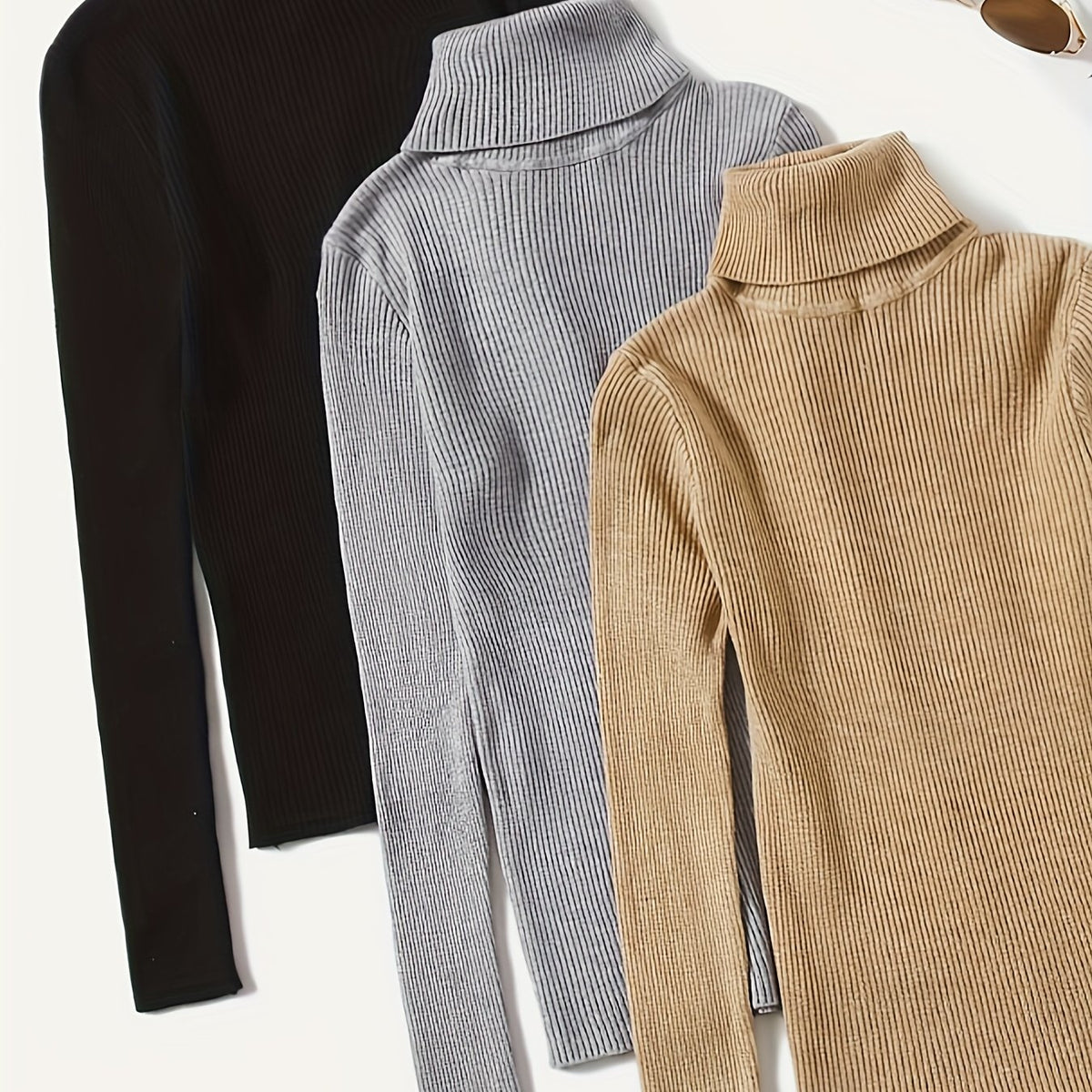 Slim Turtleneck Pullover Trio