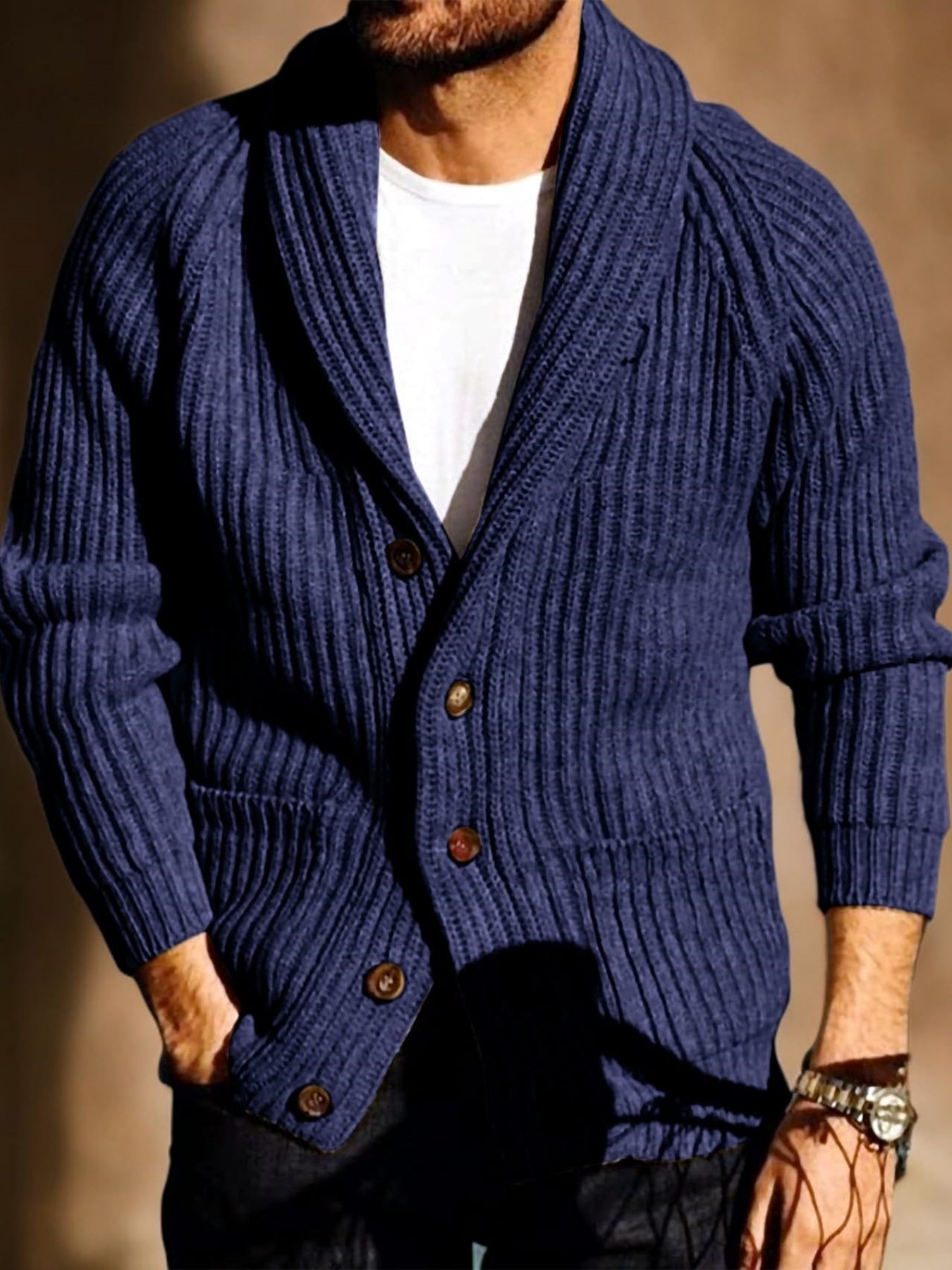 Shawl Cable Knit Cardigan