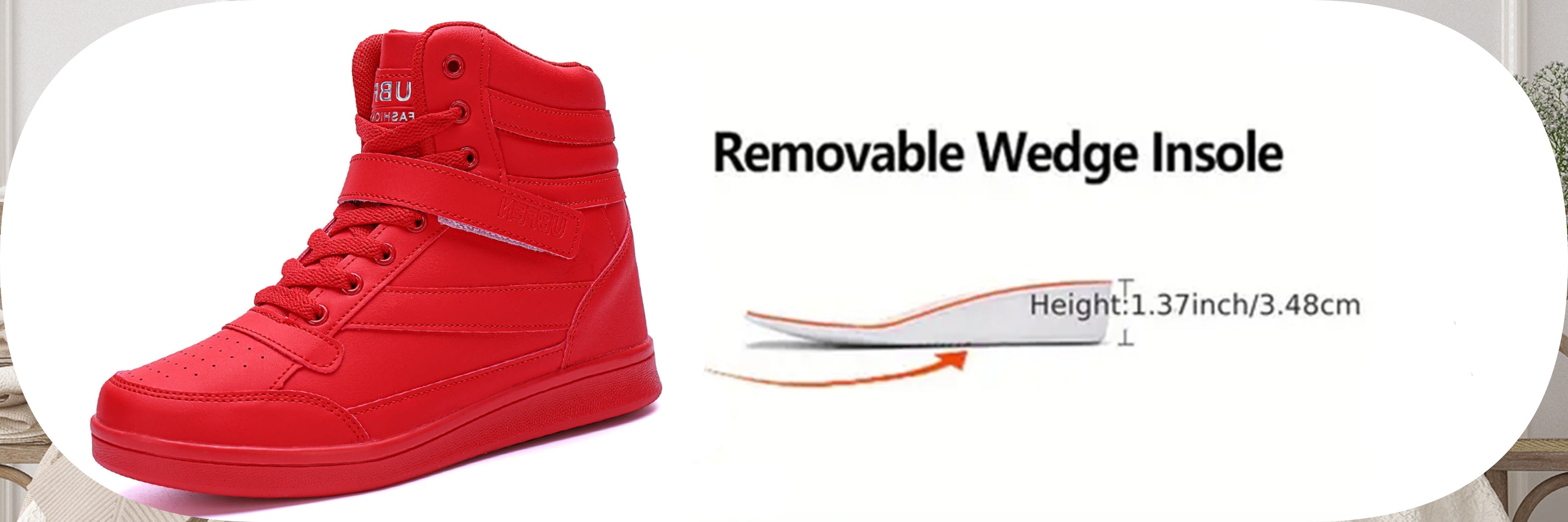 Women’s Retro High-Top Sneakers with Hidden Wedge Heel