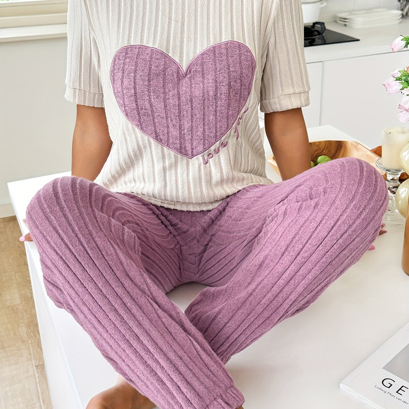 Women Crew Neck Pajama Set