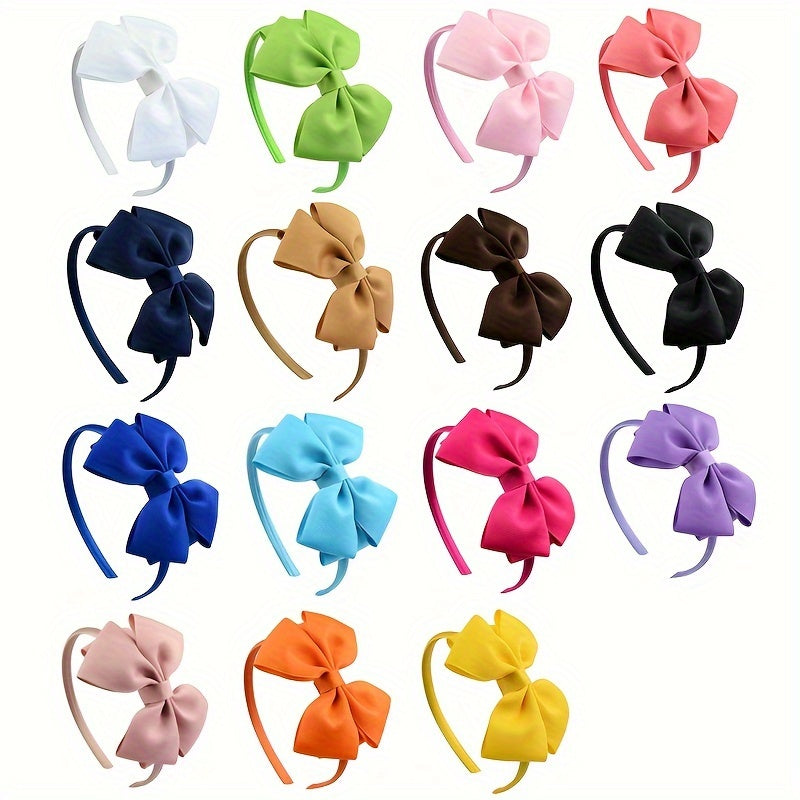 Girls’ Bow Headband Set – 15 Pieces