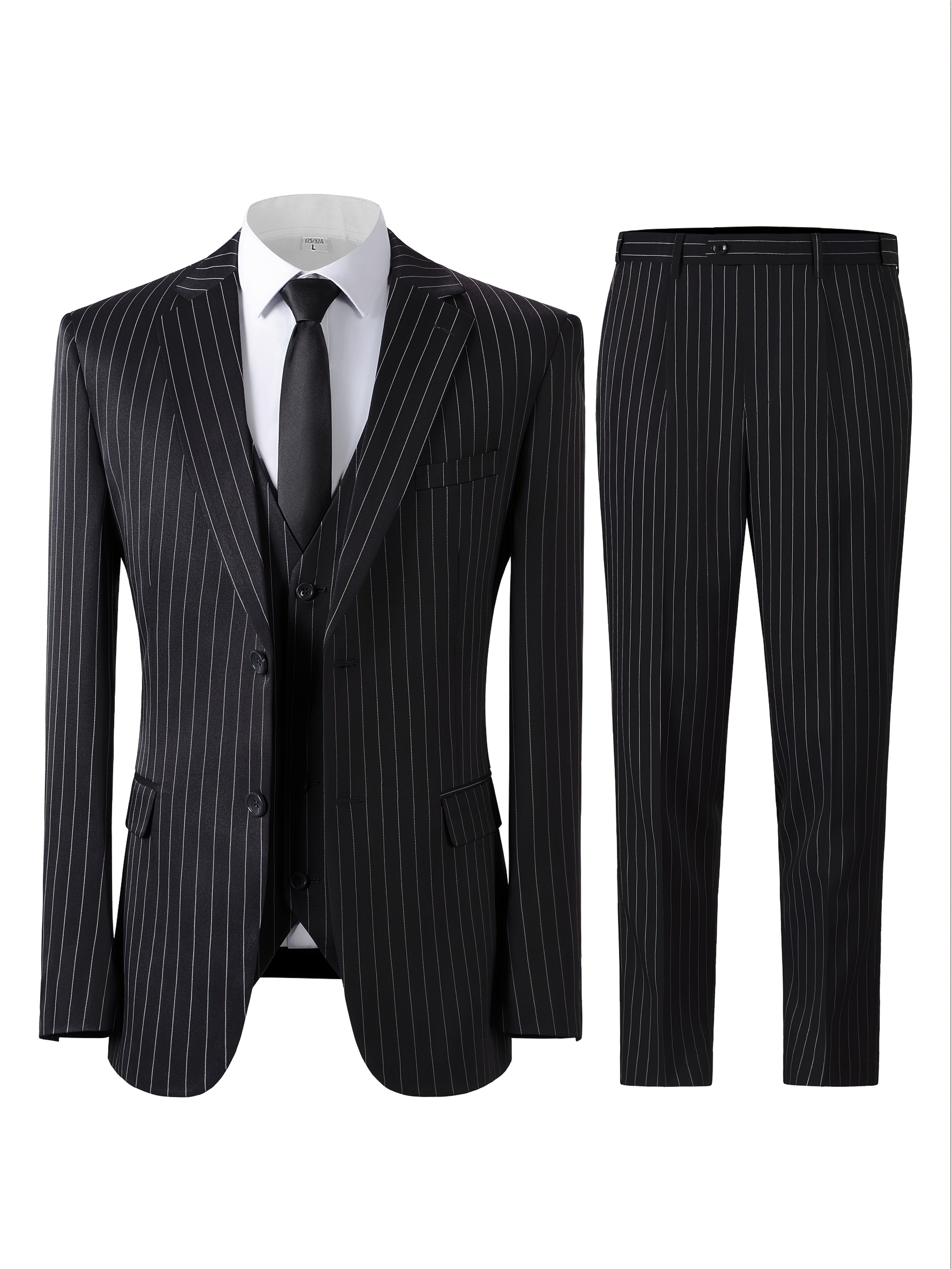 Men’s Three-Piece Vertical Stripe Suit Set