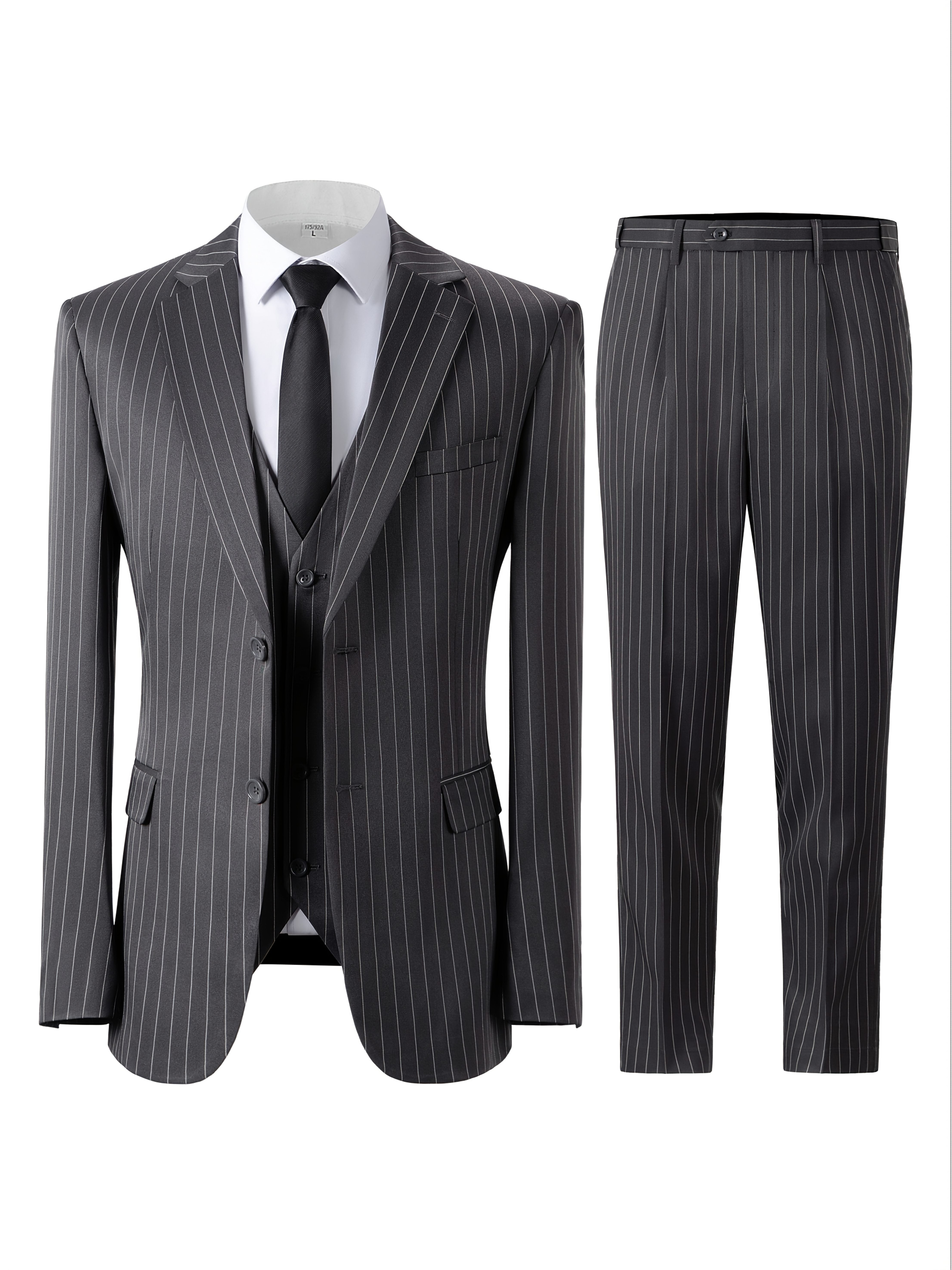 Men’s Three-Piece Vertical Stripe Suit Set