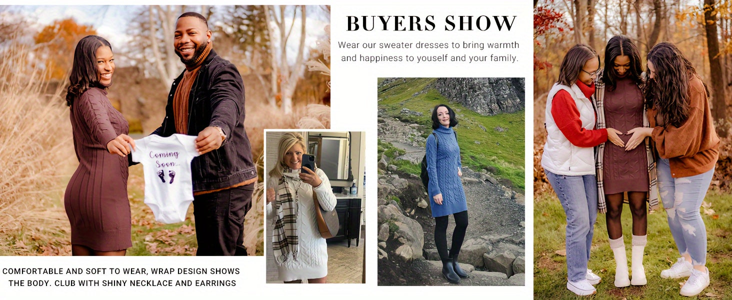 Fitted Turtleneck Knit Dress