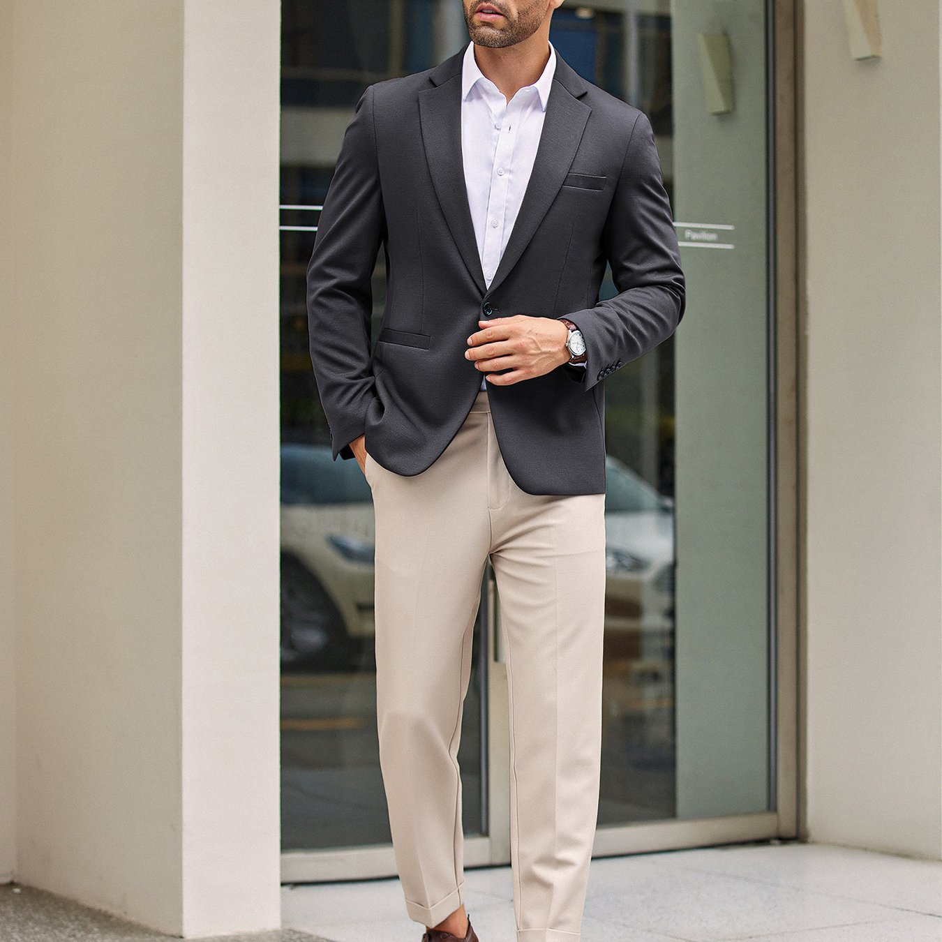 Men’s One-Button Lightweight Knit Blazer