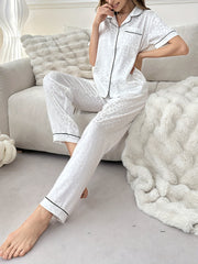 Women Leopard Jacquard Satin Pajama Set