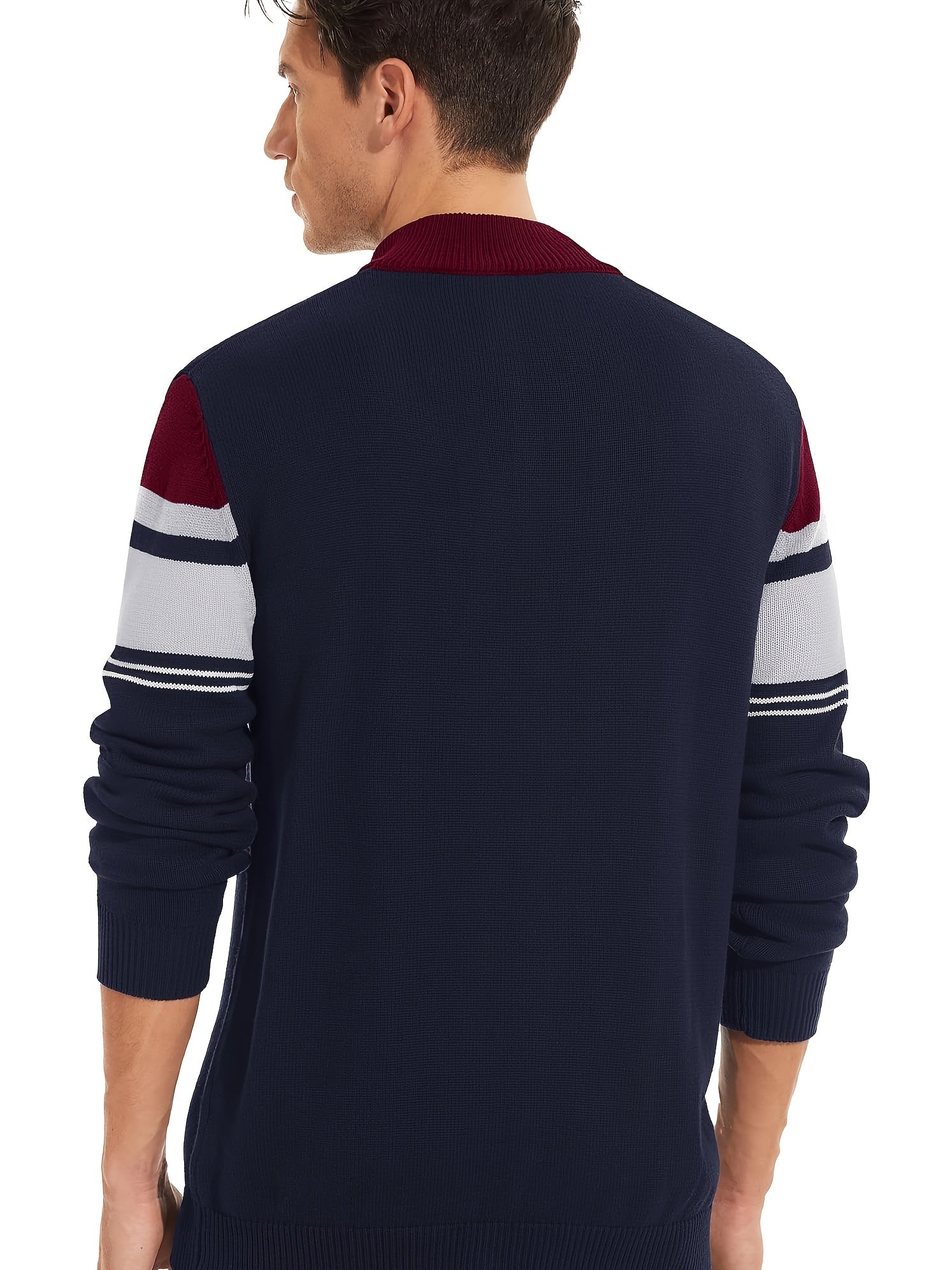 Stripe Zip Knit Pullover