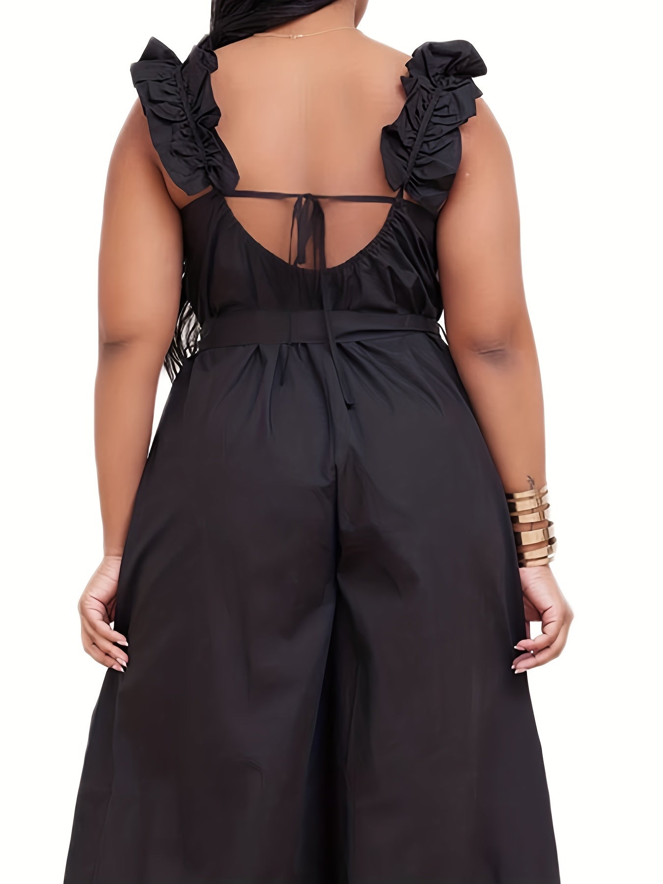 Plus Size Floral Detail Wide Leg Jumpsuit