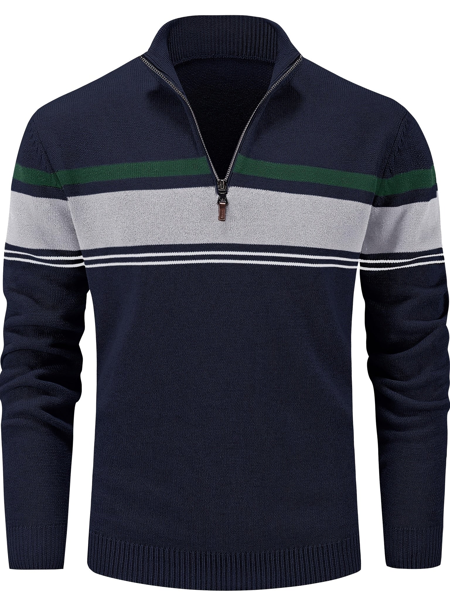 Stripe Zip Knit Pullover