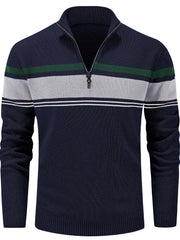 Stripe Zip Knit Pullover