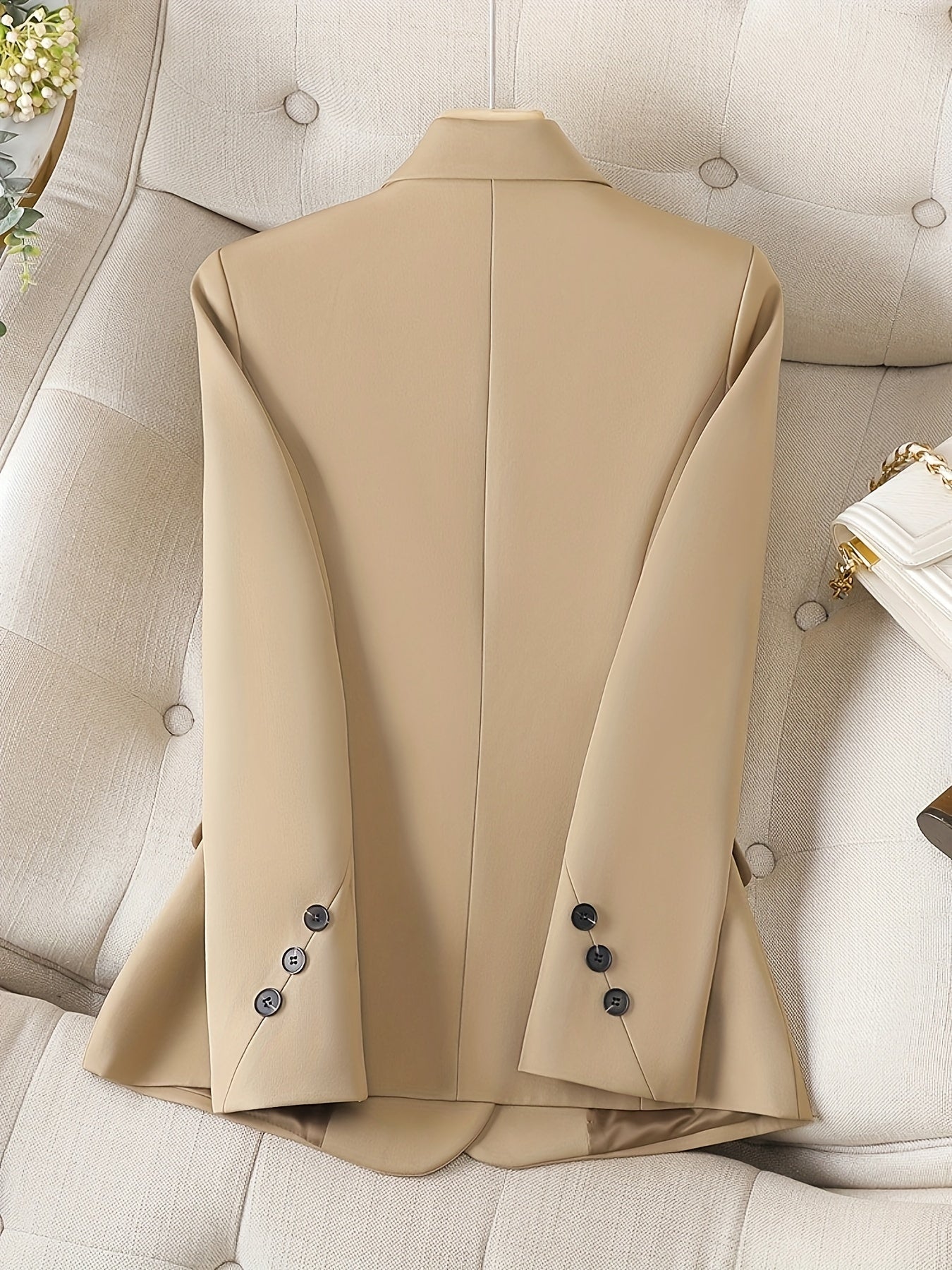 Beige Office Tailored Blazer Womens