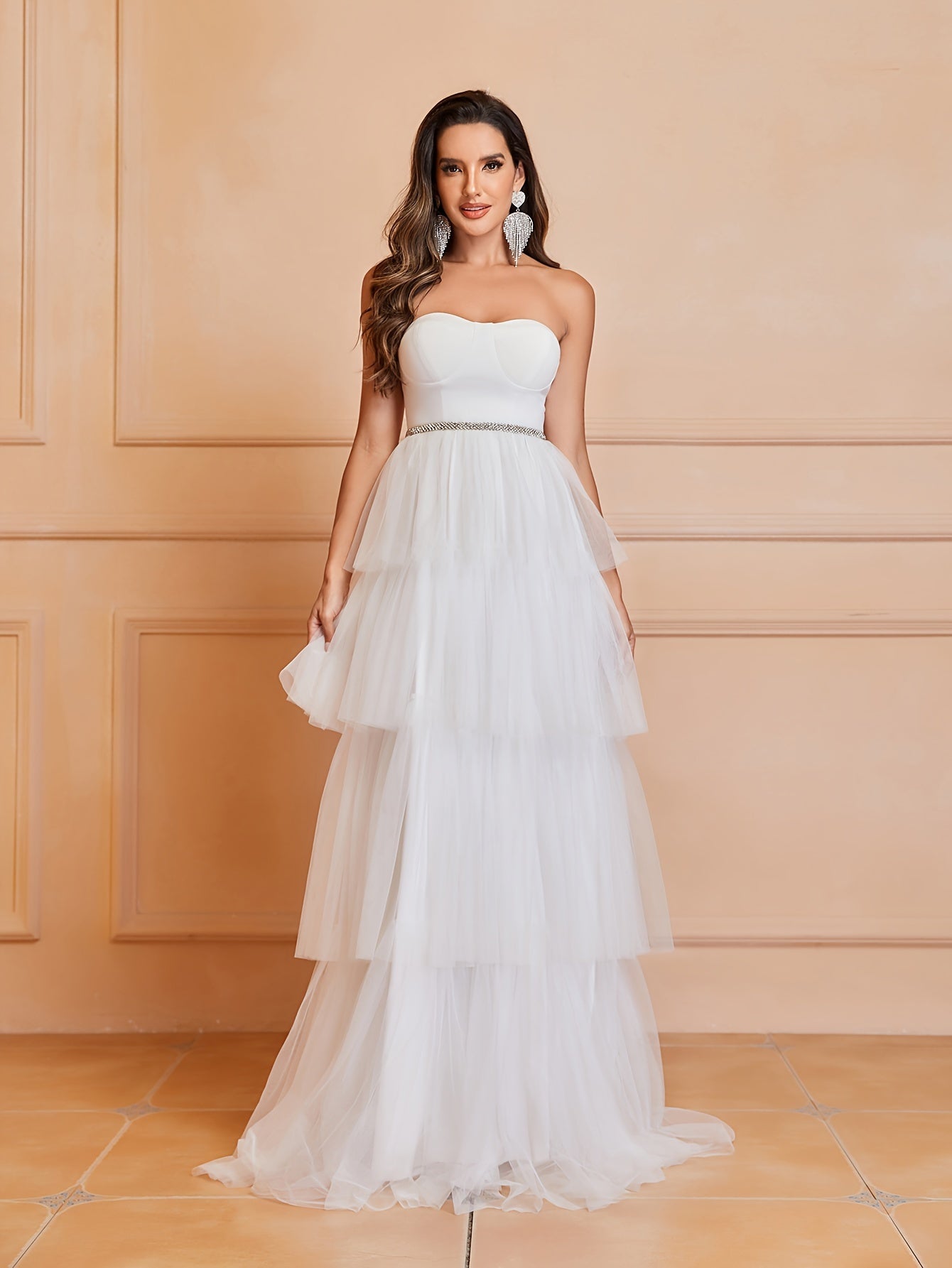 Sweetheart Tiered Backless Wedding Gown