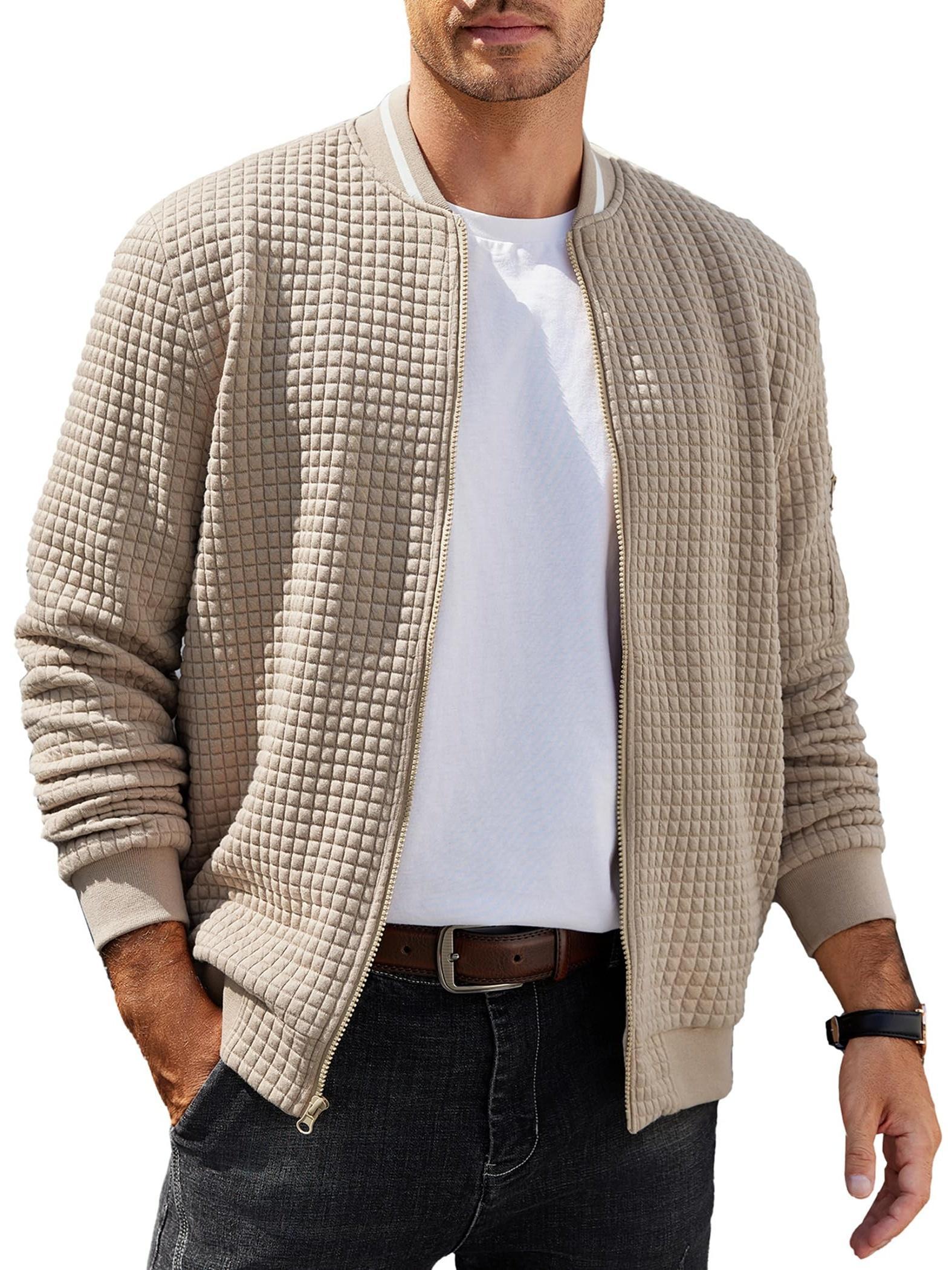 ELESOL Waffle Knit Bomber Jacket