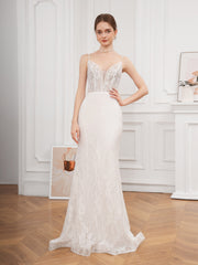 Floral Lace Cross-Back Mermaid Wedding Dress