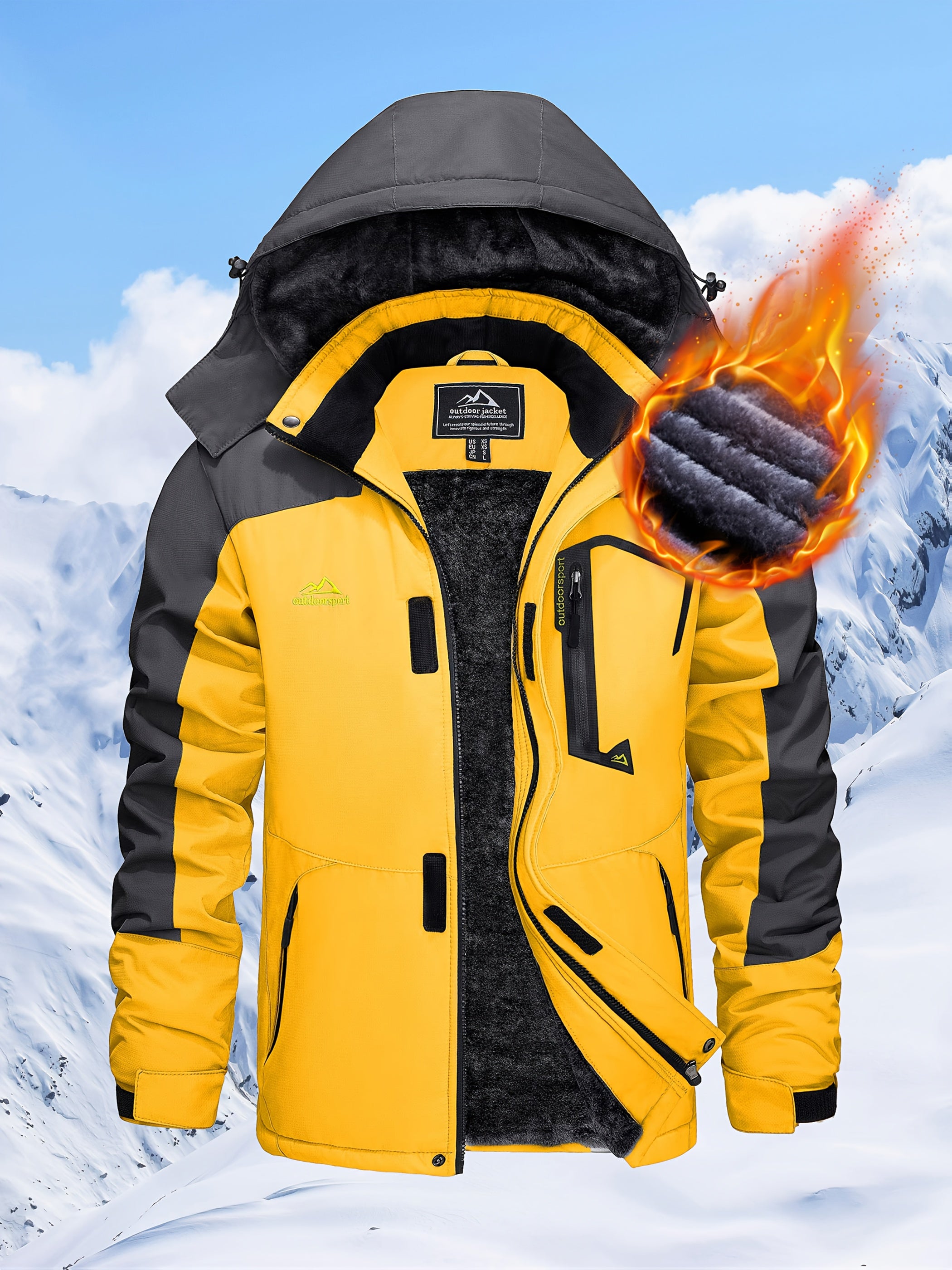 Men’s Winter Waterproof Fleece-Lined Ski Jacket