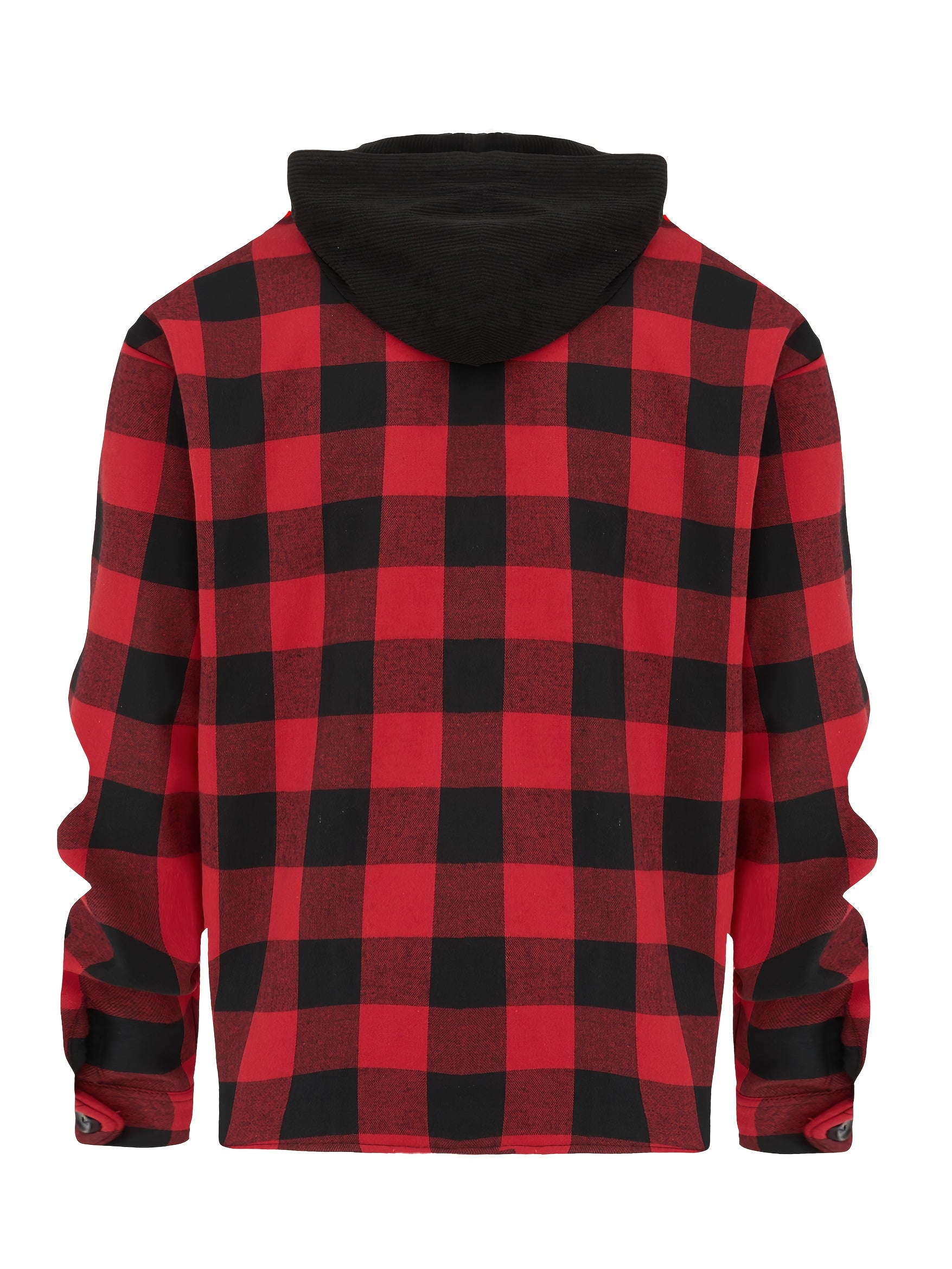 Men’s Fleece-Lined Plaid Hooded Flannel Jacket
