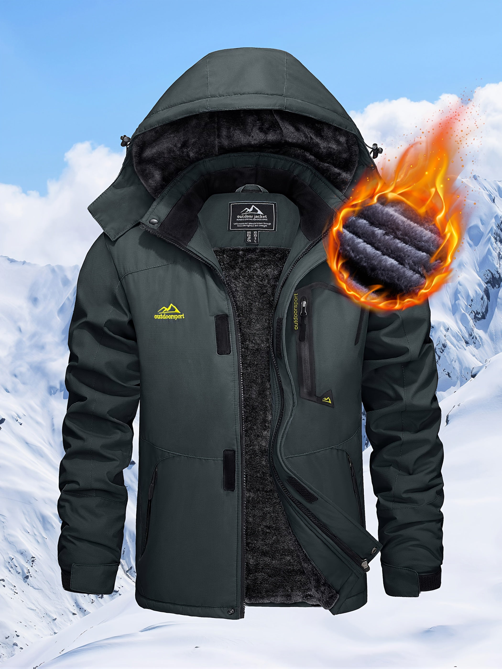 Men’s Winter Waterproof Fleece-Lined Ski Jacket