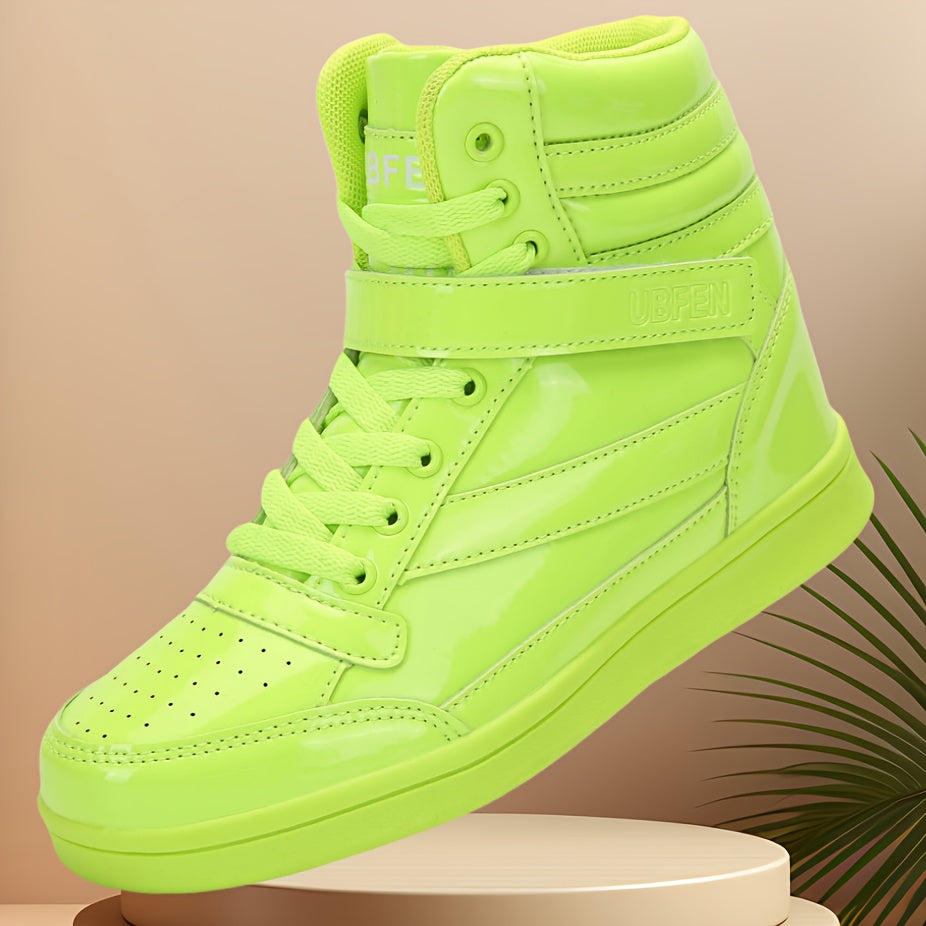 Women’s Retro High-Top Sneakers with Hidden Wedge Heel
