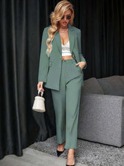 Elegant Lapel Suit Set Womens