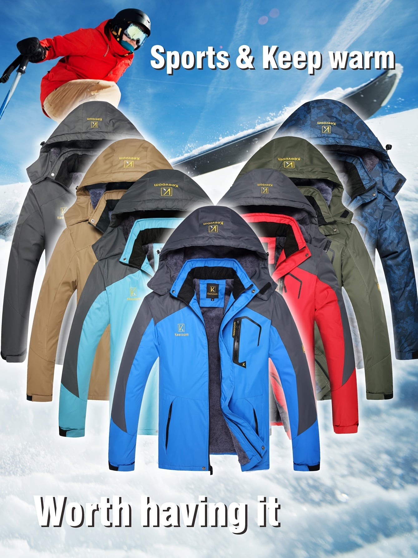 Men’s Waterproof Winter Ski Jacket