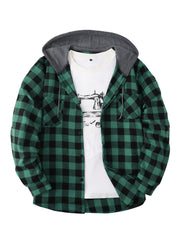 Hooded Plaid Shirt Jacket