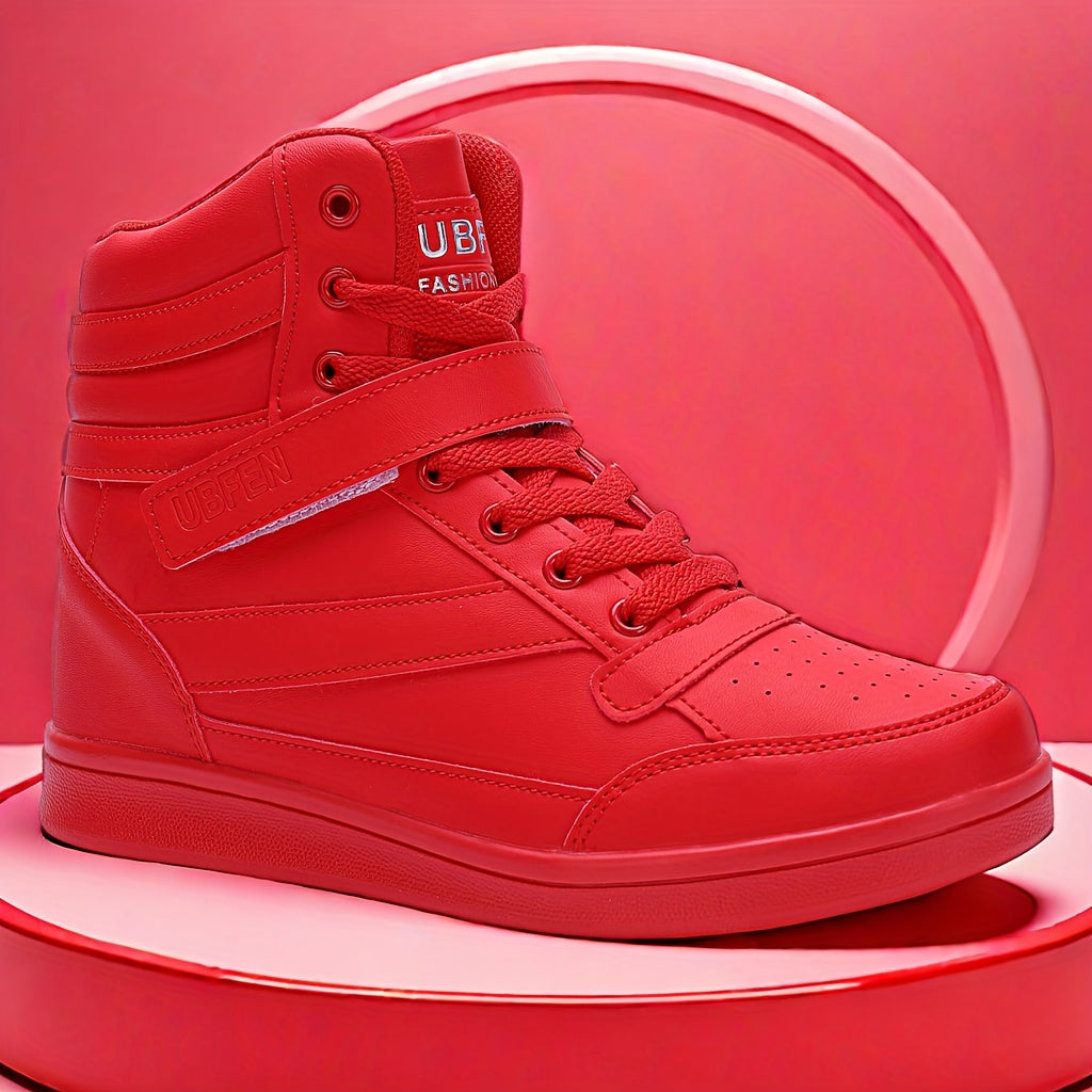 Women’s Retro High-Top Sneakers with Hidden Wedge Heel