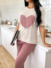 Women Crew Neck Pajama Set