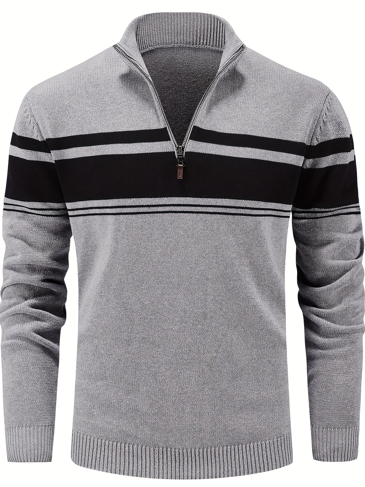 Stripe Zip Knit Pullover