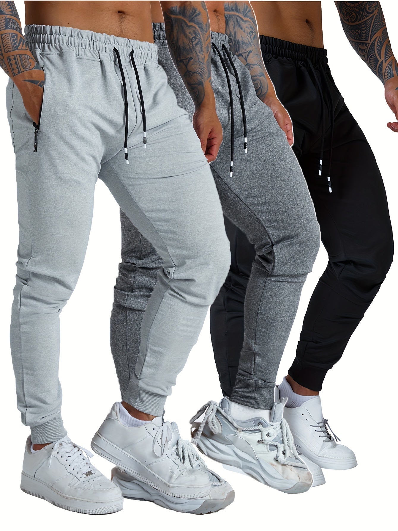 Men’s Tapered Athletic Sweatpants – 3-Piece Set