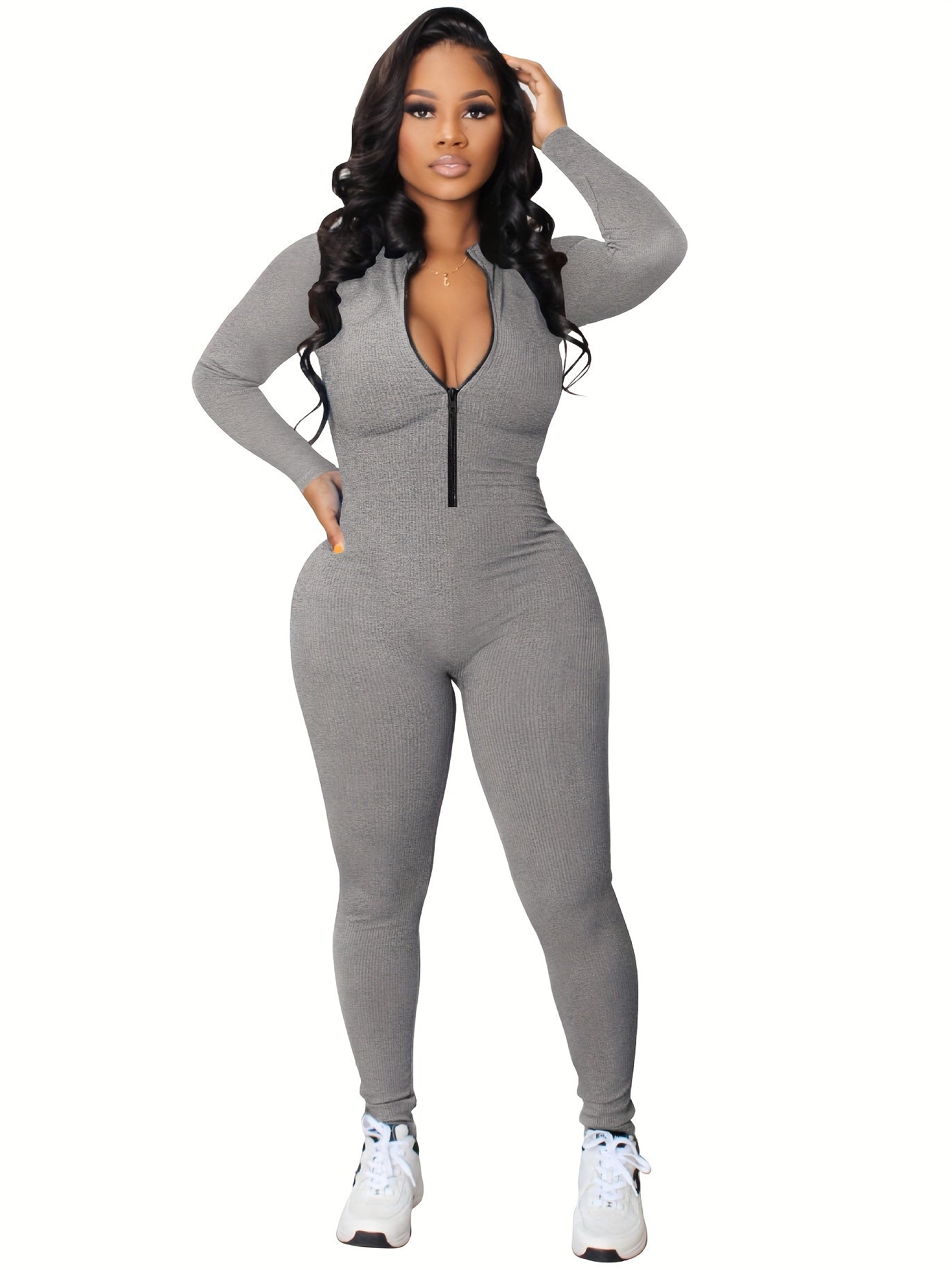 Women Zip-Front Slim Fit Jumpsuit