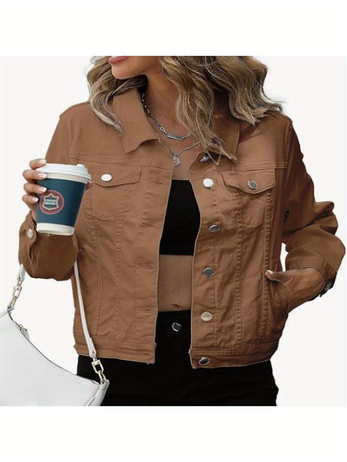 Women’s Vintage Brown Denim Button Jacket