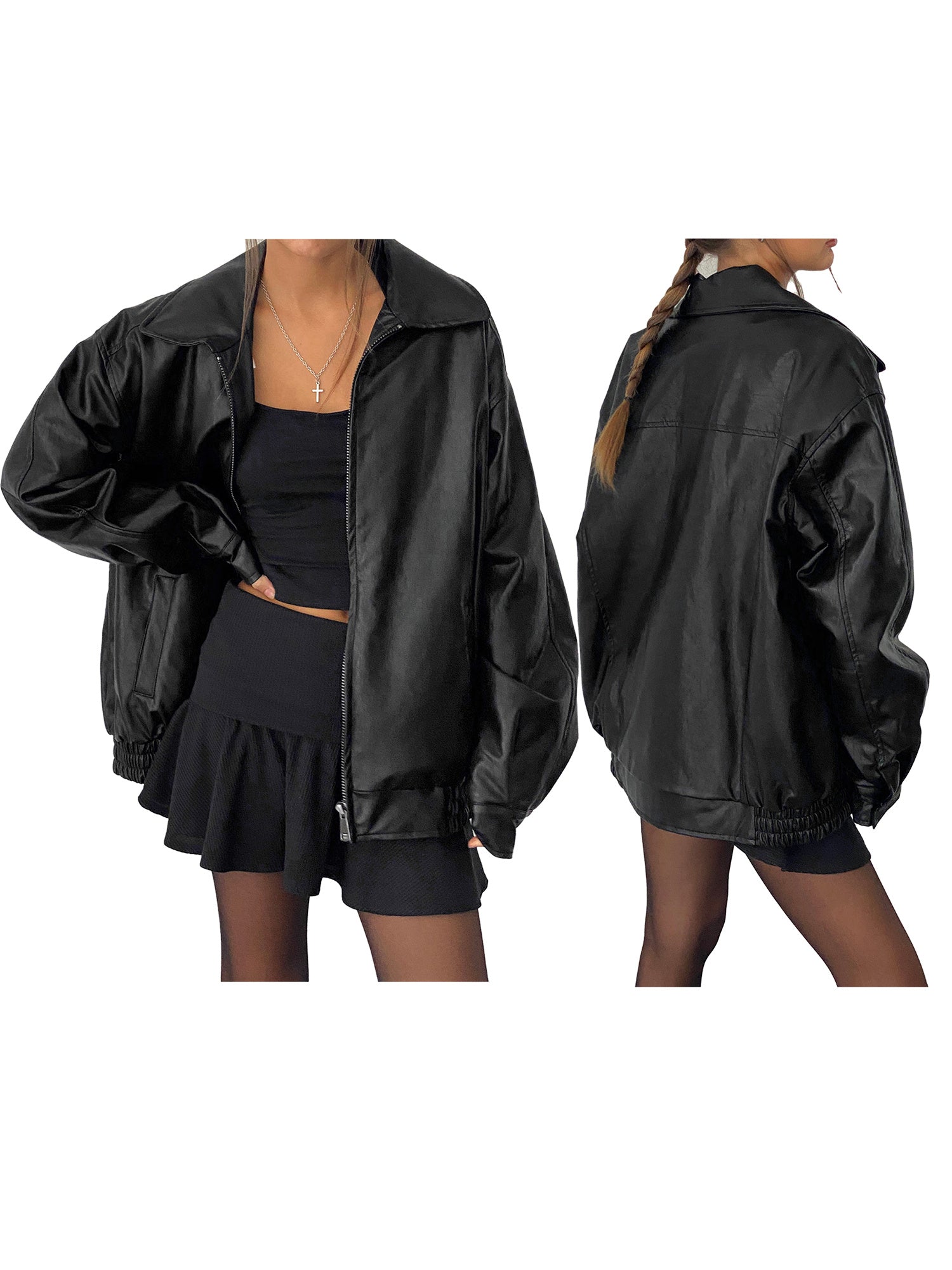 Women’s Classic Faux Leather Biker Jacket