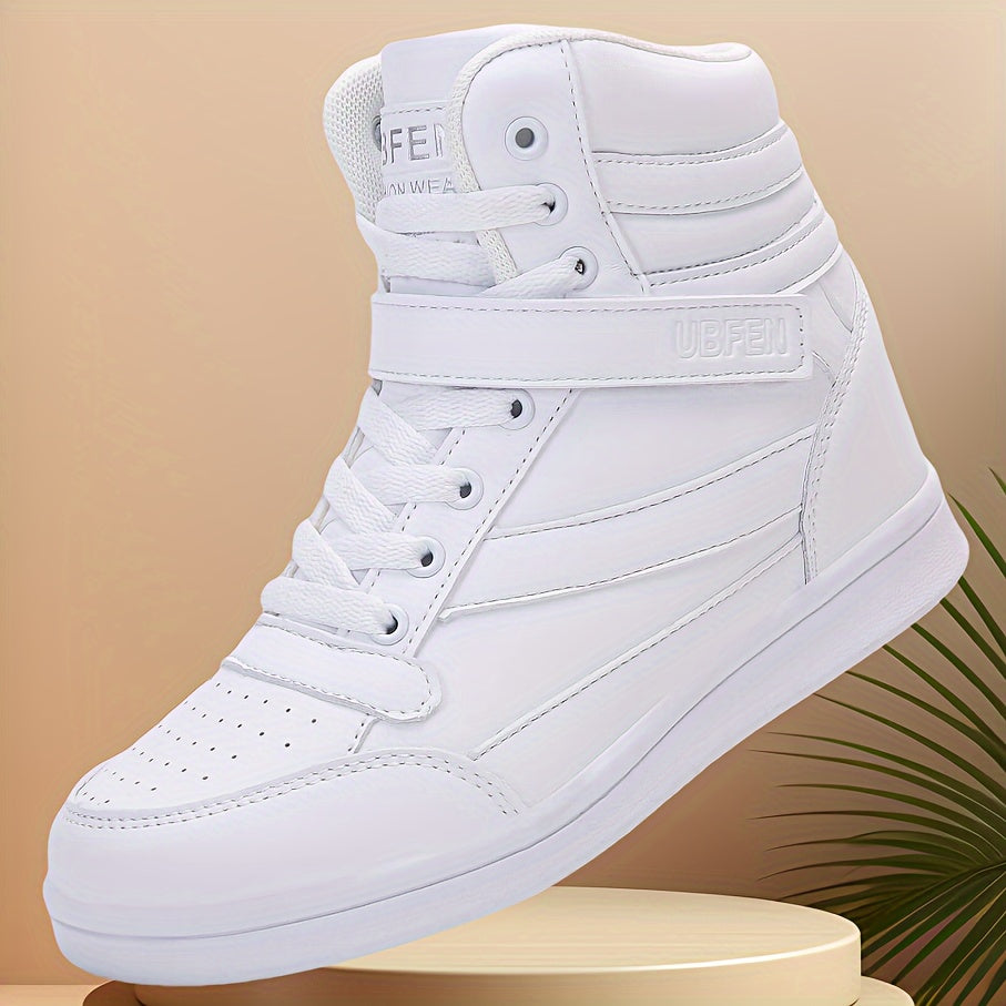 Women’s Retro High-Top Sneakers with Hidden Wedge Heel
