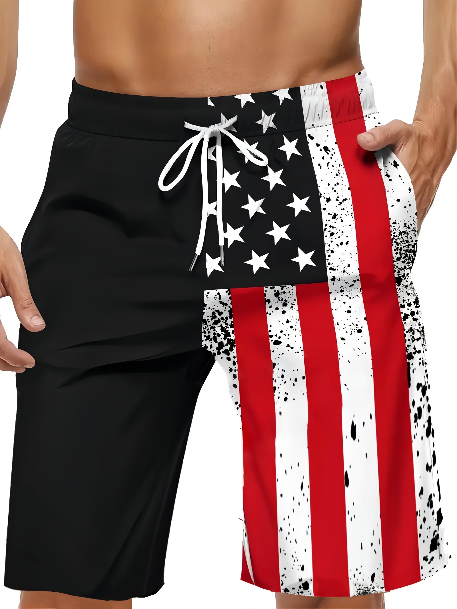 Men’s American Flag Contrast Print Shorts