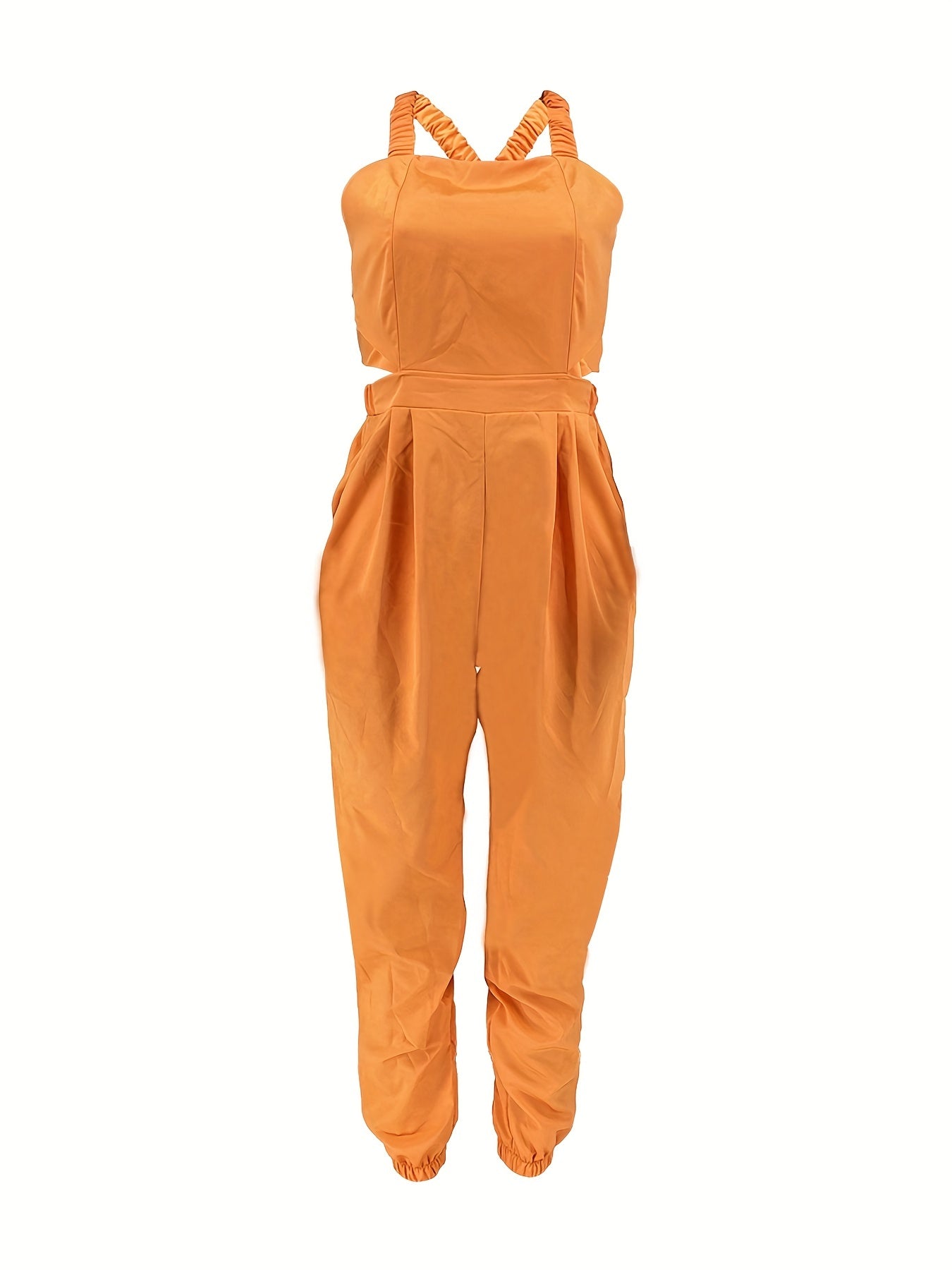 Women Backless Sleeveless Pocket Jumpsuit