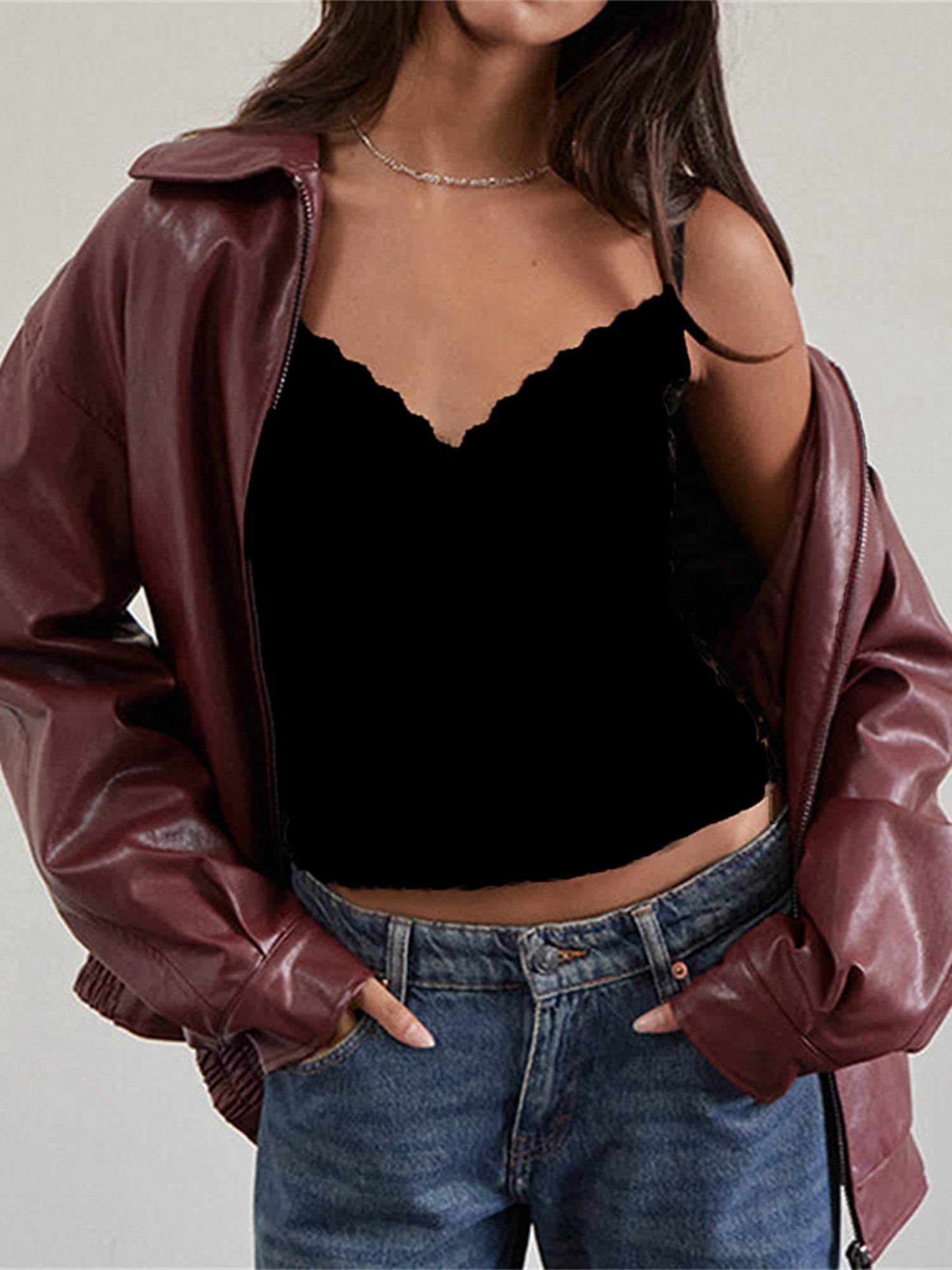Women’s Classic Faux Leather Biker Jacket