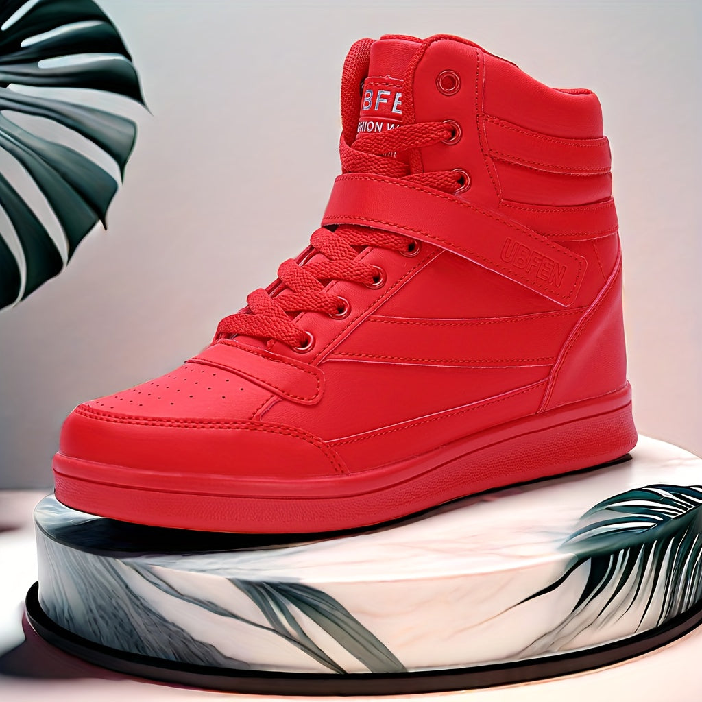 Women’s Retro High-Top Sneakers with Hidden Wedge Heel